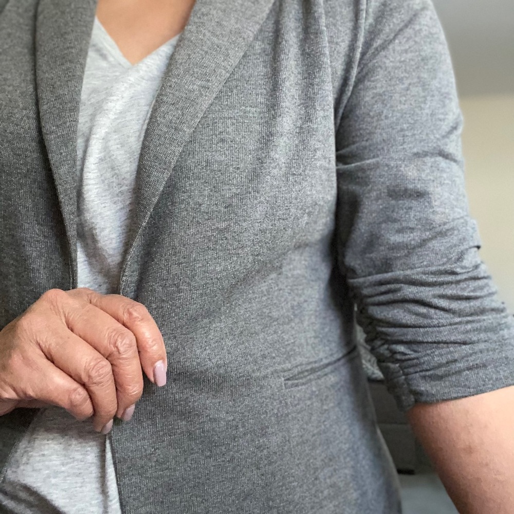 Olivia Moon XL Blazer, Ruched Sleeve Detail